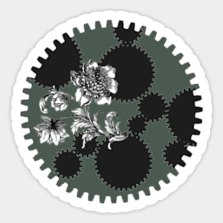 Steampunk Gear and Rose Sticker